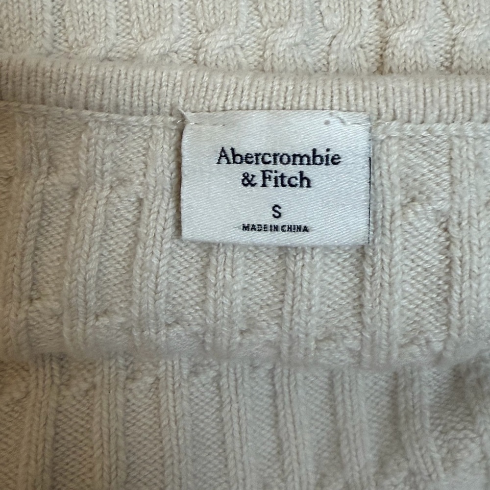 Abercrombie & Fitch Cable Knit Halter Sweater Cream Cold Shoulder Small - Picture 9 of 11